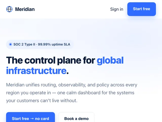 Meridian website preview