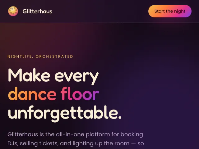 Discotheque website preview