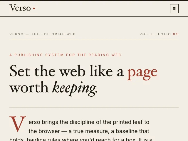Verso website preview