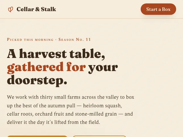 Harvest website preview